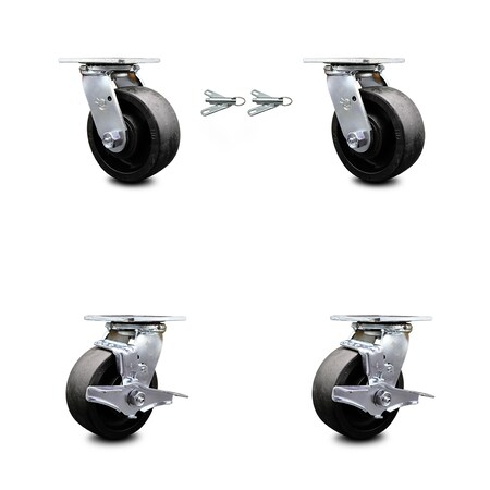 Service Caster 5 Inch Glass Filled Nylon Caster Set with Ball Bearings 2 Swivel Lock 2 Brake SCC-30CS520-GFNB-BSL-2-TLB-2